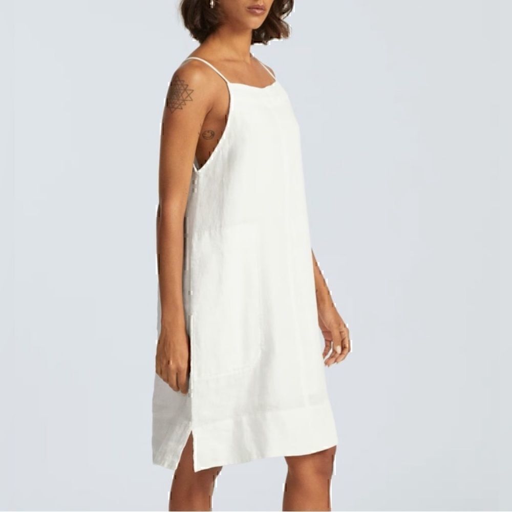 NWT Everlane The‎ Linen Apron Dress in White Small Sustainable